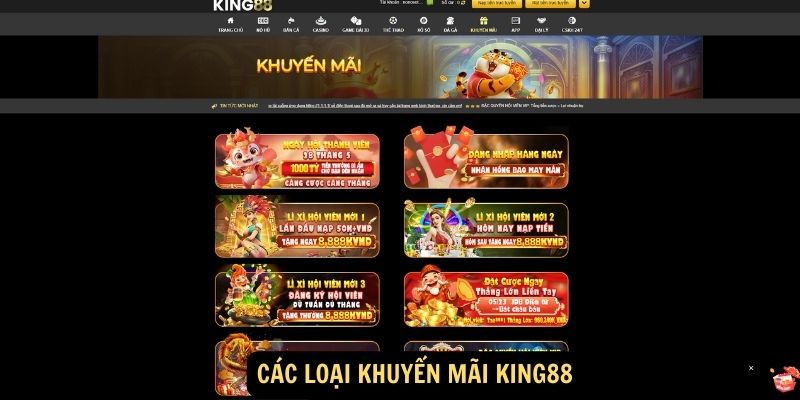 Các loại khuyến mãi King88