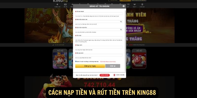 Cách nạp tiền và rút tiền trên King88